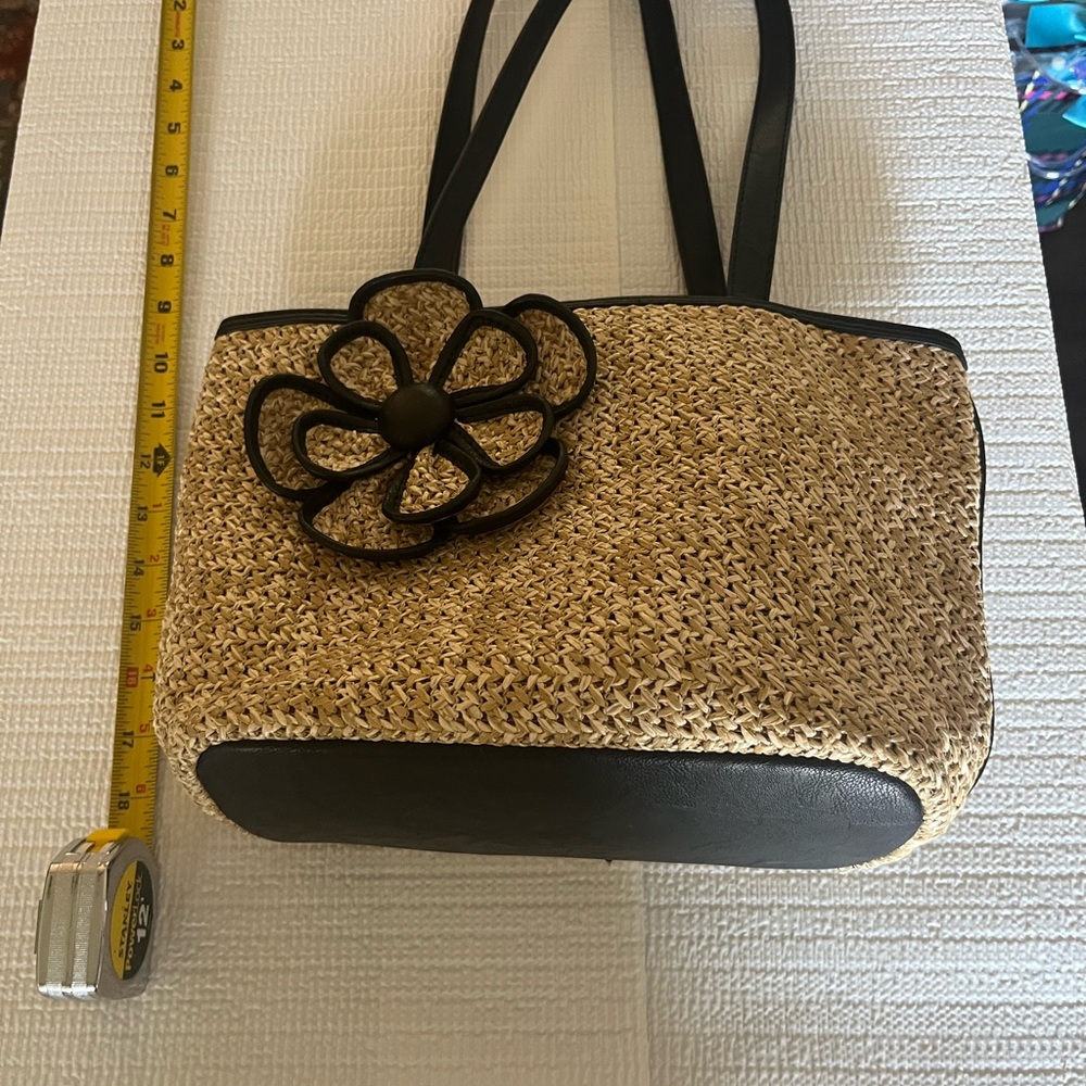 Stylish Black and Tan Woven Tote Bag
